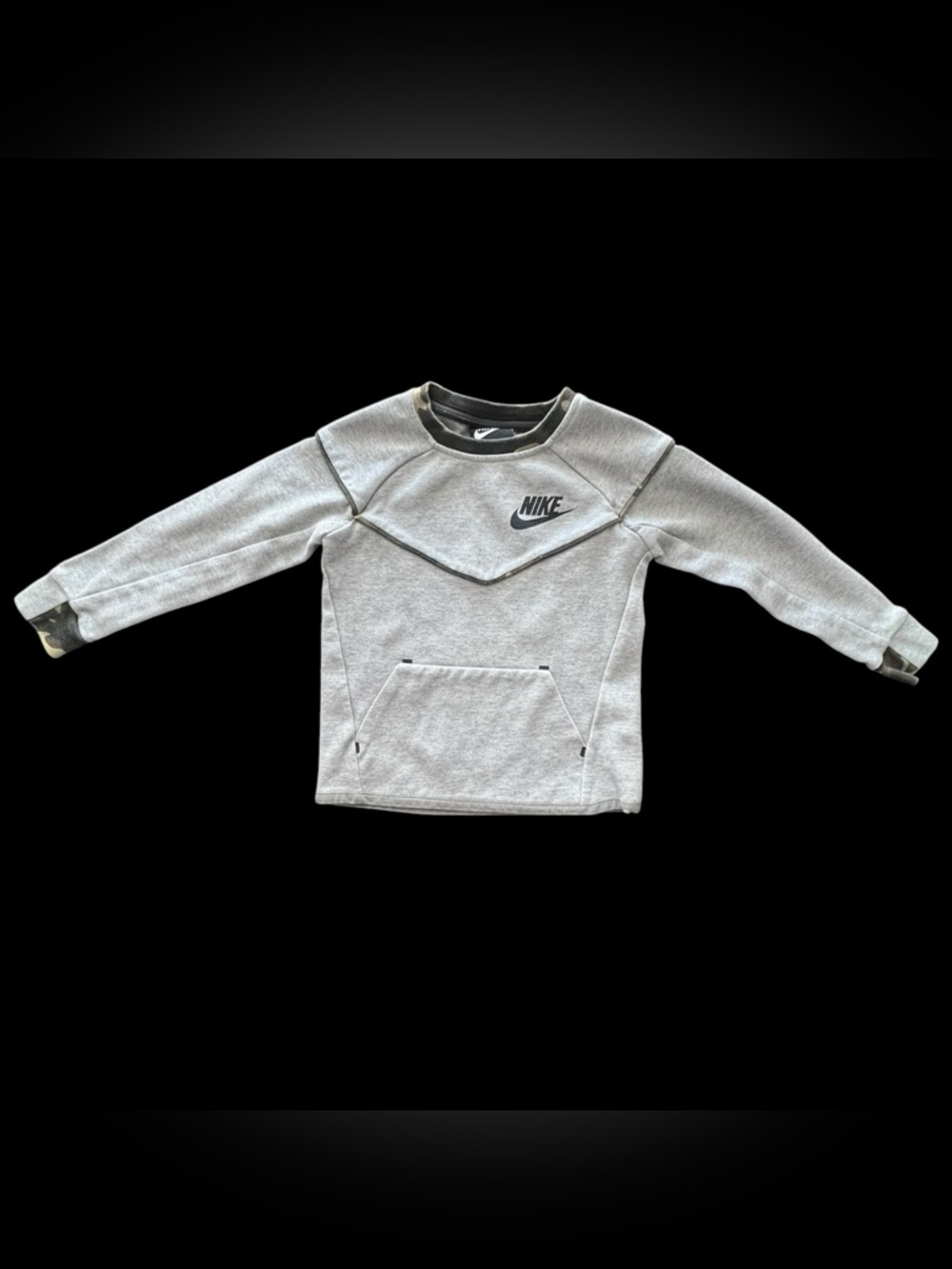 Nike Toddler Boys 4T Gray Camo Trim Fleece Sweatshirt Pullover Kangaroo Pocket